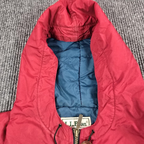 Vintage LL Bean Jacket Mens Large Red Colorblock Aztec Thinsulate Hooded USA 90s - Picture 10 of 16